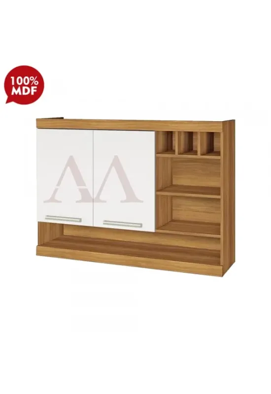 ARMARIO NESHER 2P ABRIR C/ ADEGA BURGUESA PREMIUM 120CM FREIJO / BRANC