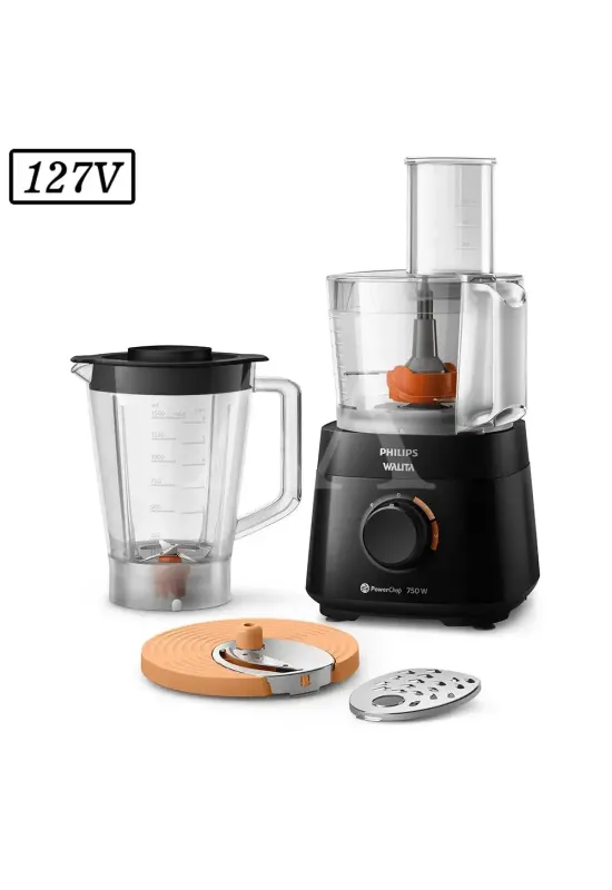 MULTIPROCESSADOR PHILIPS WALITA  POWERCHOP 2 VEL 750W 127V PRETO