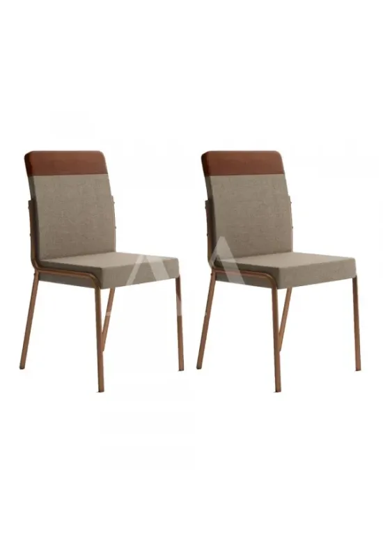 CJ 02 CADEIRAS CARRARO DUO 1739 COURINO CARAMELO C/ TUBO ROSE