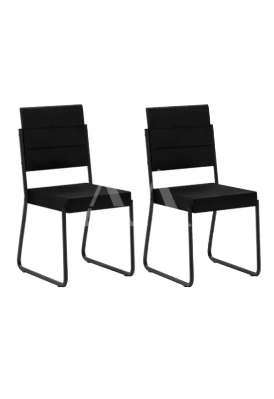 CJ 02 CADEIRAS CARRARO ESTOFADA 1736 PRETO NAPA PRETO