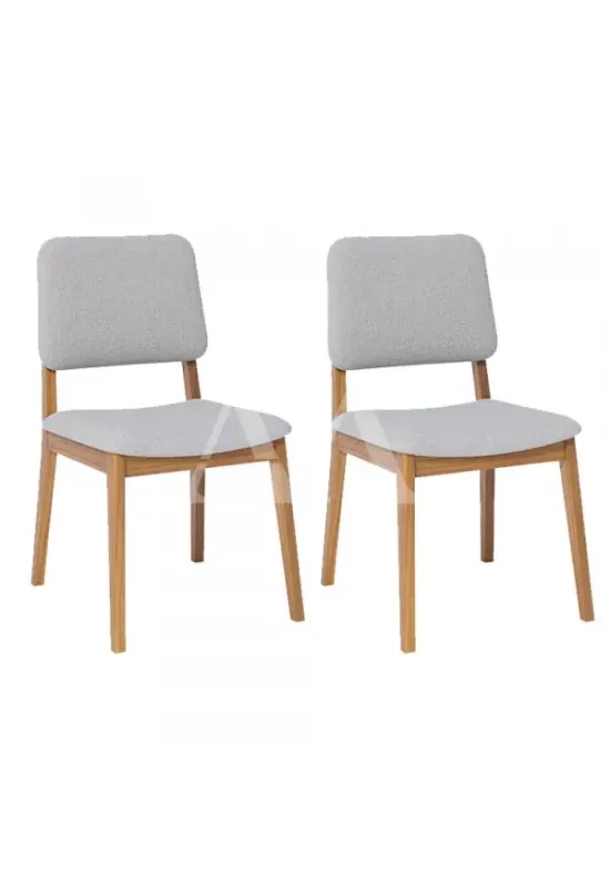 CJ 02 CADEIRAS CIMOL AMARILIS NATUAME MADEIRA/LINHO CINZA