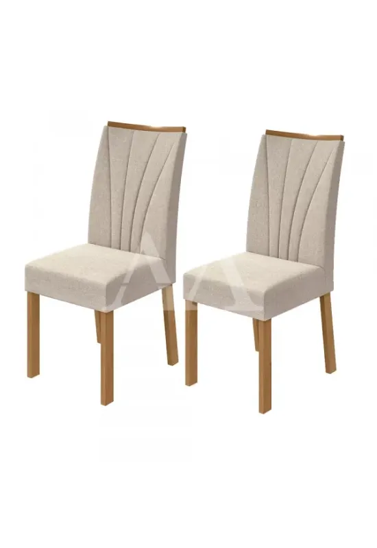 CJ 02 CADEIRAS LOPAS APOGEU TEC/ VELUDO NATURALLE CREME AMENDOA CLEAN