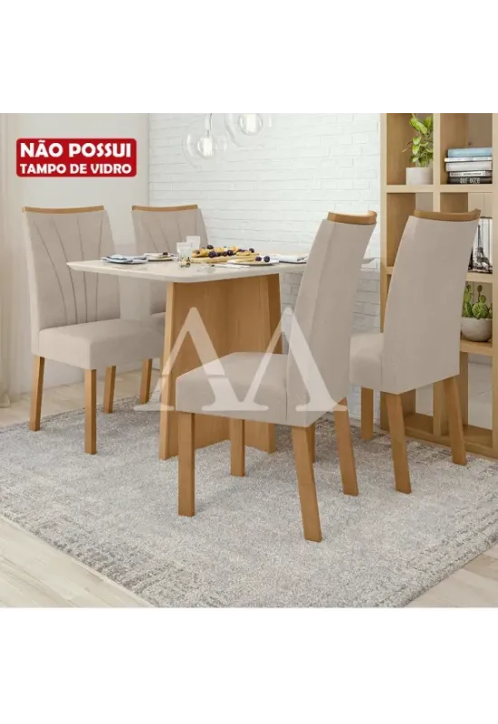 CJ MESA 4C LOPAS CELEBRARE S/VIDRO CANT.COPO CAD APOGEU 120X80 NATURAL