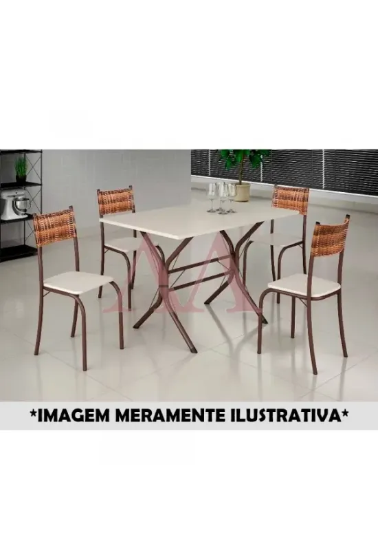 CJ MESA 4C MOVEIS TEIXEIRA ATLANTA RETANGULAR 120X75 C/RATAN CARVALHO