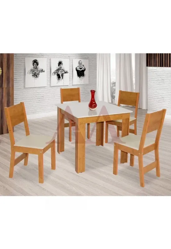 CJ MESA 4C SAO CARLOS MILENA QUADRADA 80x80 FREIJO / OFF WHITE