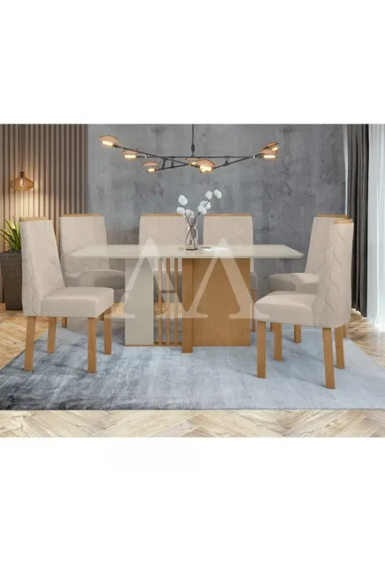 CJ MESA 6C LOPAS ASTRID CANT.COPO CAD ASTRID 170X90 LINHO RINZAI BEGE