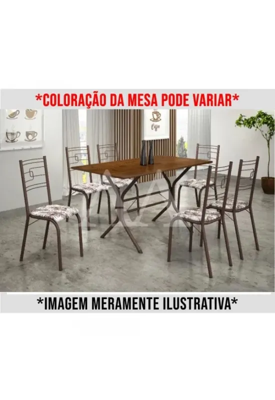 CJ MESA 6C MOVEIS TEIXEIRA PARATY RETANGULAR 140X75 BRANCO MARROM / MA