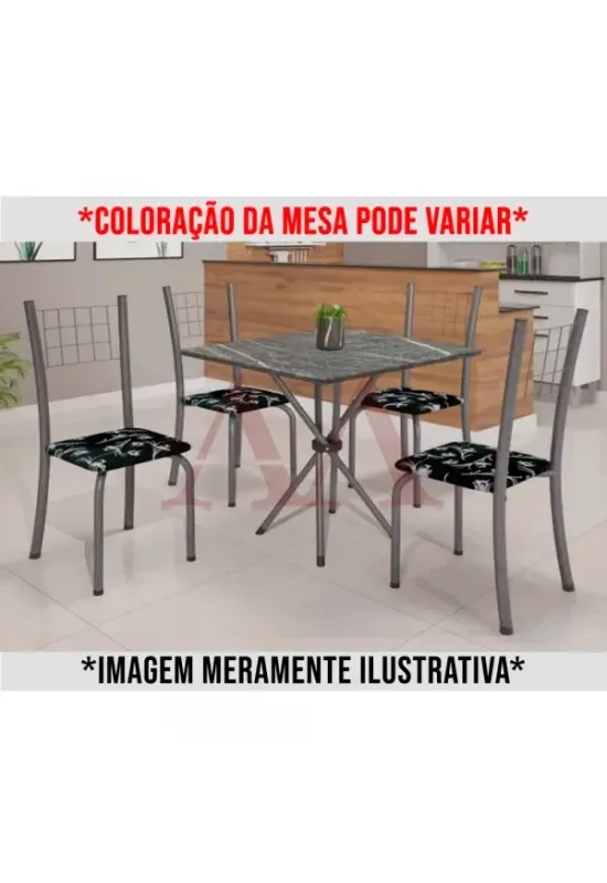 CJ MESA SOMA 4C DANY 70X70 QUADRADA FLORAL CINZA LACA