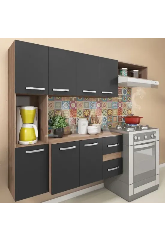 COZINHA FELLICCI COMPACTA MALI C/ BALCAO TEKA/GRAFITE