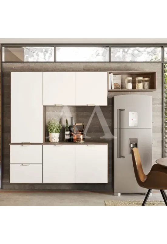COZINHA NICIOLI COMPACTA IVETE CARVALHO RUSTICO / OFF WHITE CRISTAL