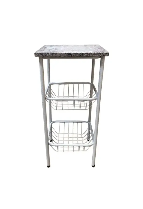 FRUTEIRA SERRA TUBOS 90CM C/GRANITO 2 CESTAS BRANCO MARTELADO