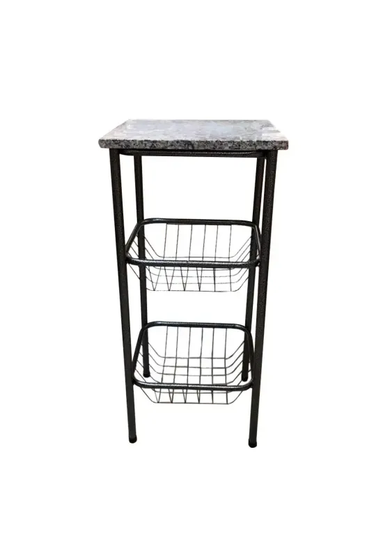 FRUTEIRA SERRA TUBOS 90CM C/GRANITO 2 CESTAS PRETO MARTELADO