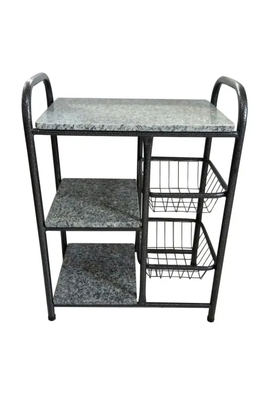 FRUTEIRA SERRA TUBOS P/ MICRO 90CM C/GRANITO 2 CESTAS PRETO MARTELADO