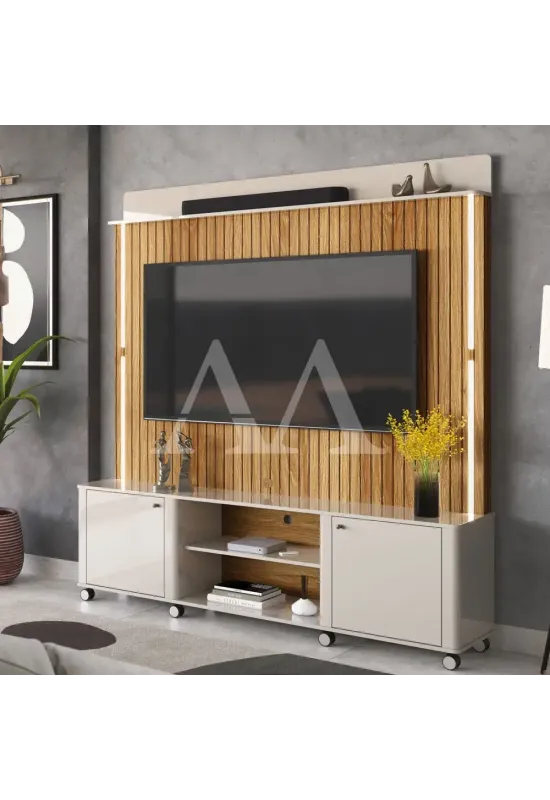 HOME LUKALIAM FLORENCA RIPADO 3D OFF WHITE PEROLIZADO/FREIJO