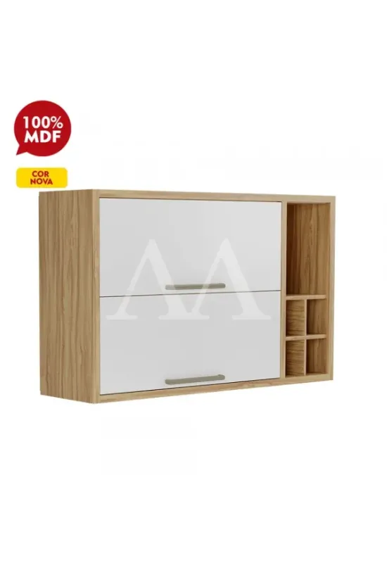 ARMARIO RONIPA 2P ABRIR C/ ADEGA SYRAH 120CM AMENDOA/BRANCO