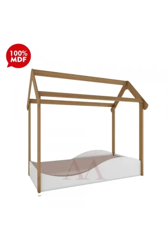 MINICAMA PEROBA MONTESSORIANA ULI BRANCO BRILHO / CARVALHO