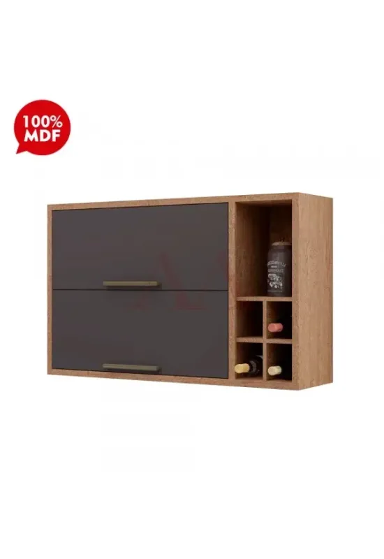 ARMARIO RONIPA 2P. ABRIR C/ ADEGA SYRAH 120CM CASTANHO / CHUMBO