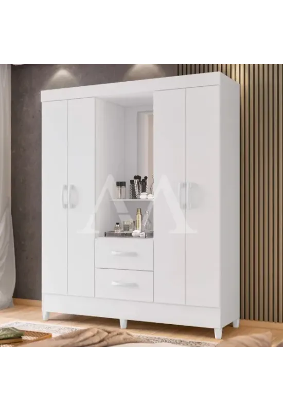 ROUPEIRO 2G 4P. ABRIR C/ ESPELHO ALBATROZ MOBI CAPELINHA BRANCO FOSCO