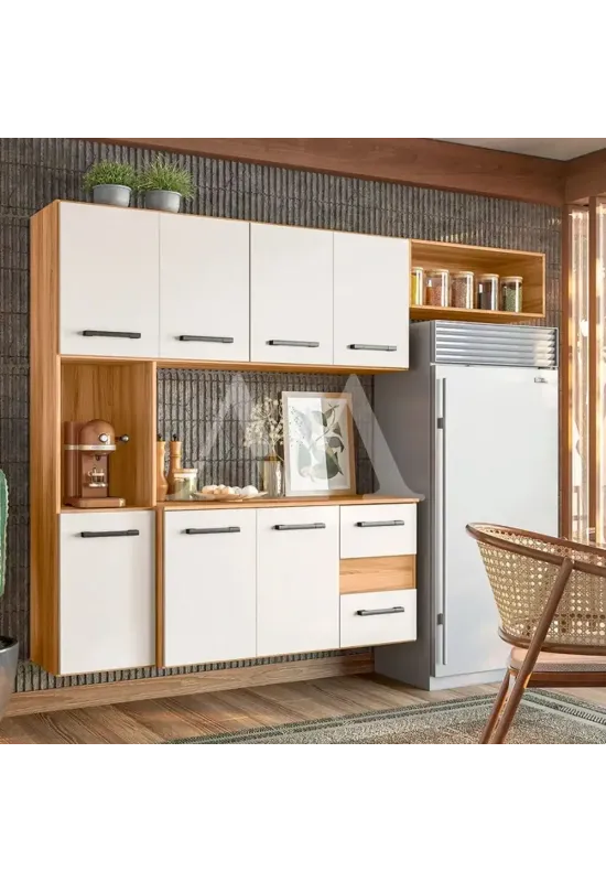 COZINHA NICIOLI COMPACTA JULIETE C/ BALCAO FREIJO/OFF WHITE