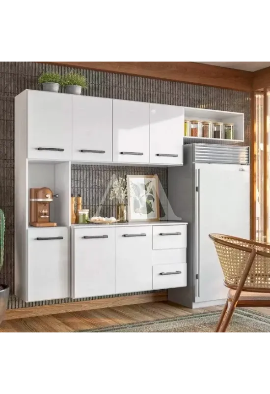 COZINHA NICIOLI COMPACTA JULIETE C/ BALCAO BRANCO / BRANCO
