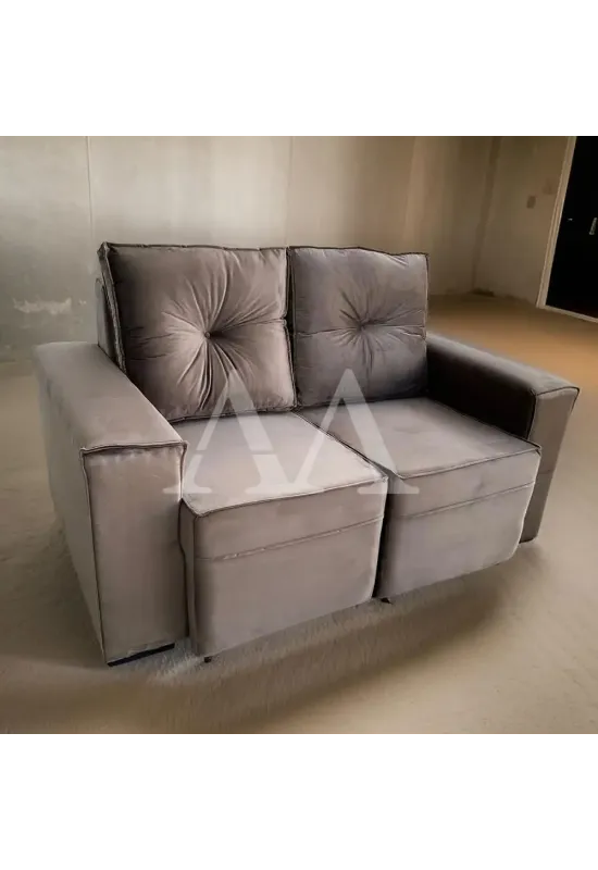 ESTOFADO MALU 2 LUGARES LARA RETRATIL MARROM VELUDO