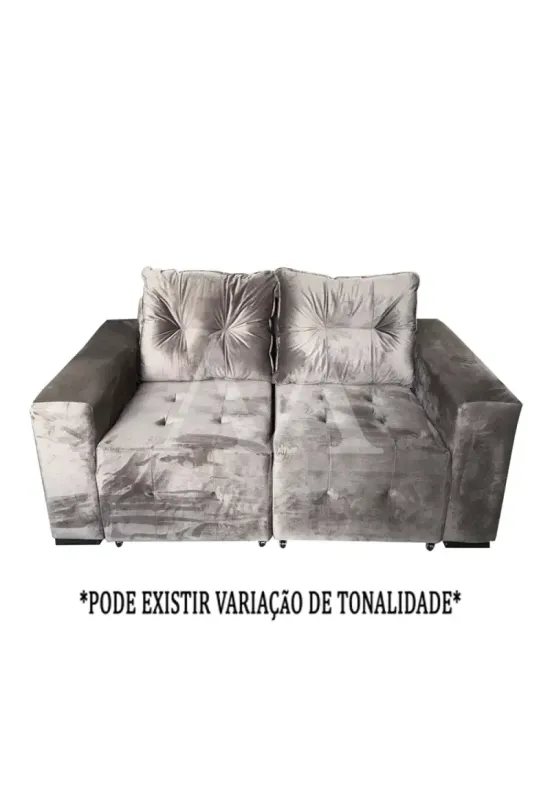 ESTOFADO DESTACK FENIX RETRATIL BEGE ESCURO VELUDO