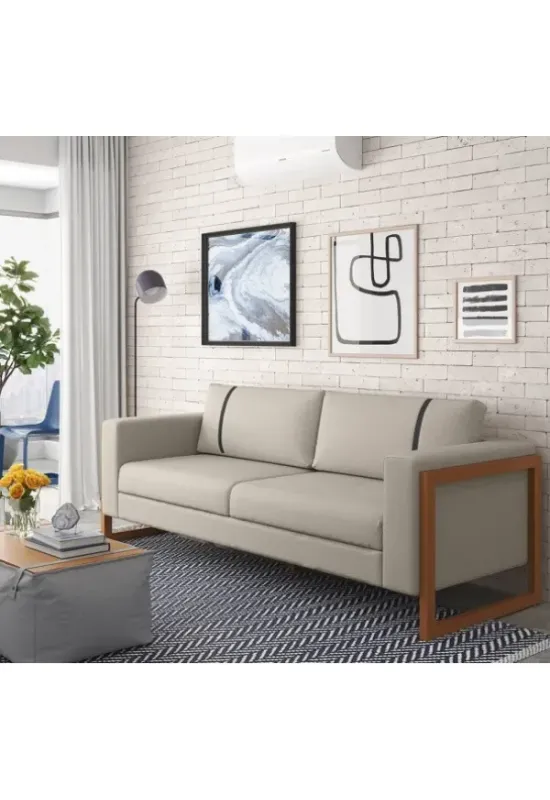 ESTOFADO PEREIRA MOVEIS 4 LUGARES LIN 230 LINHO AREIA