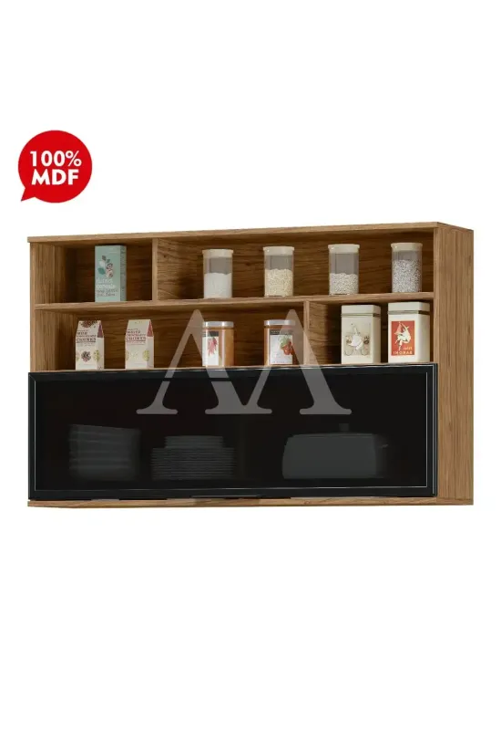 ARMARIO MX 1P ABRIR BASCULANTE C/ VIDRO TOSCANA 120CM FREIJO