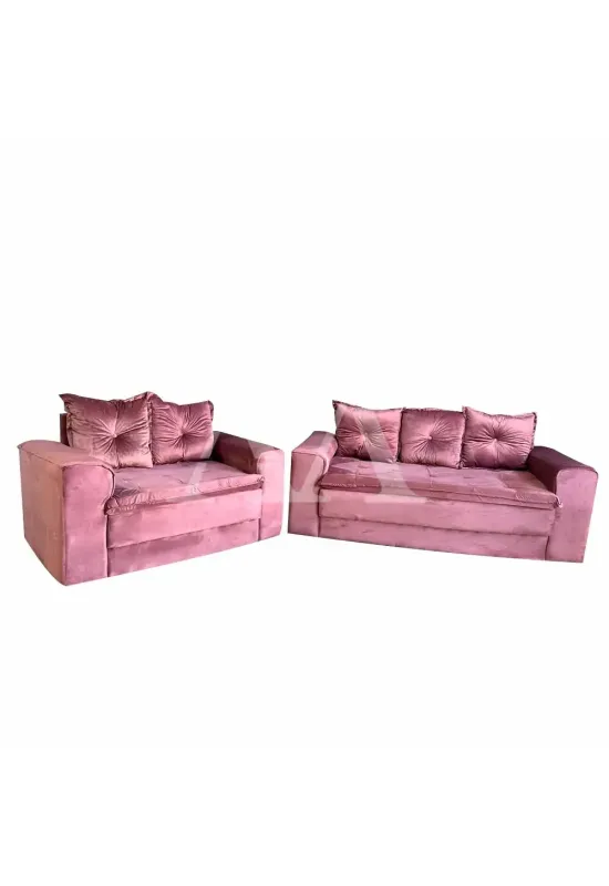 CJ ESTOFADO BOMFLEX 2/3 LUGARES HAITI ROSE VELUDO INCA 14