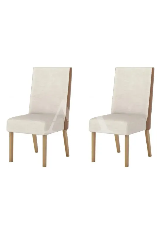 CJ 02 CADEIRAS HENN ANNE TEC/ LINHO NATURE/COURANO