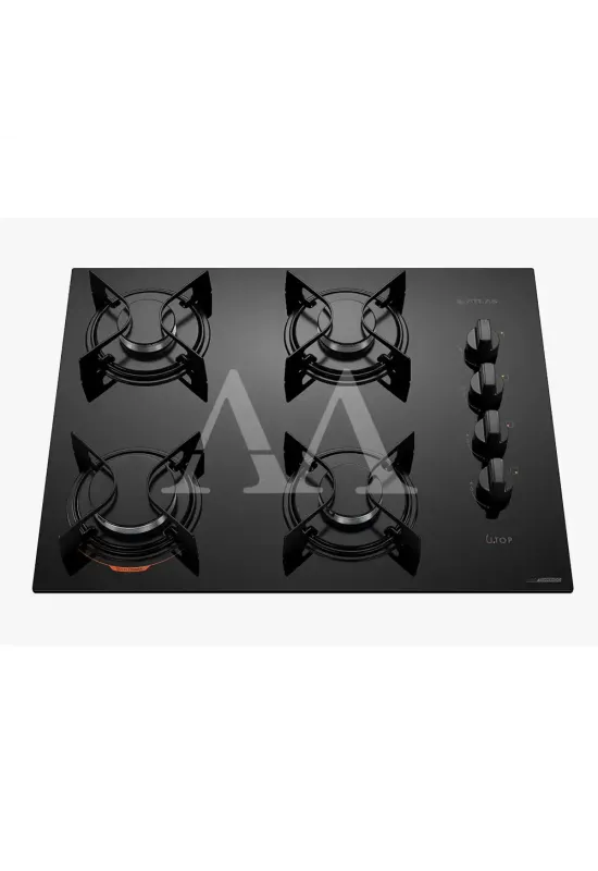 FOGAO  4B ATLAS COOKTOP  UTOP MESA VIDRO ESMALTADO VP GAS PRETO