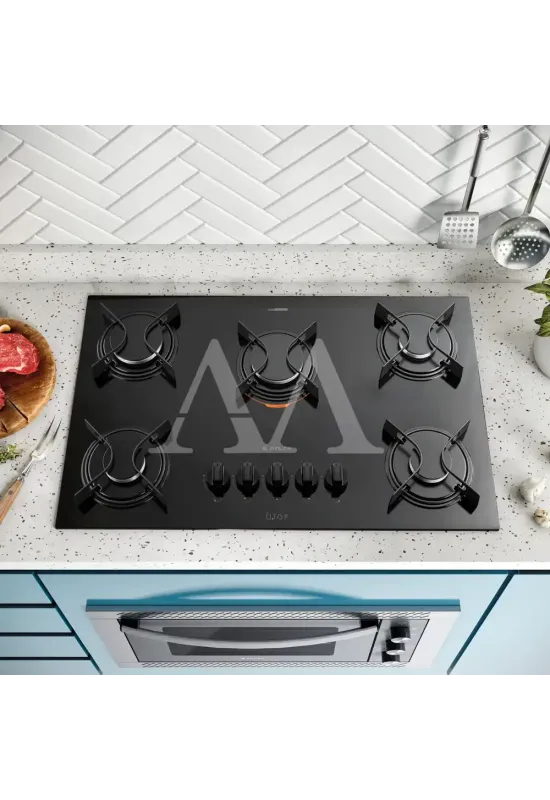 FOGAO  5B ATLAS COOKTOP  UTOP MESA VIDRO ESMALTADO VP GAS PRETO