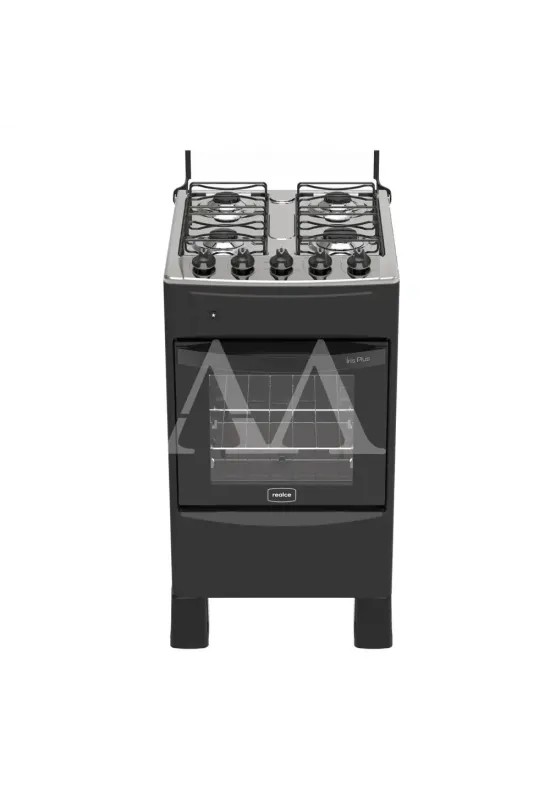 FOGAO 4B REALCE IRIS PLUS MESA INOX AUTOMATICO PRETO