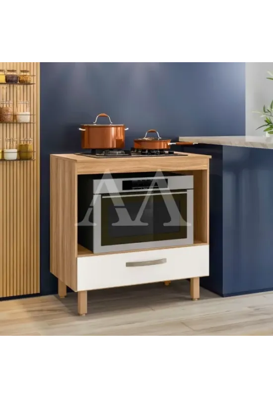 BALCAO NICIOLI 1G P/ COOKTOP 80 FREIJO/OFF WHITE CRISTAL