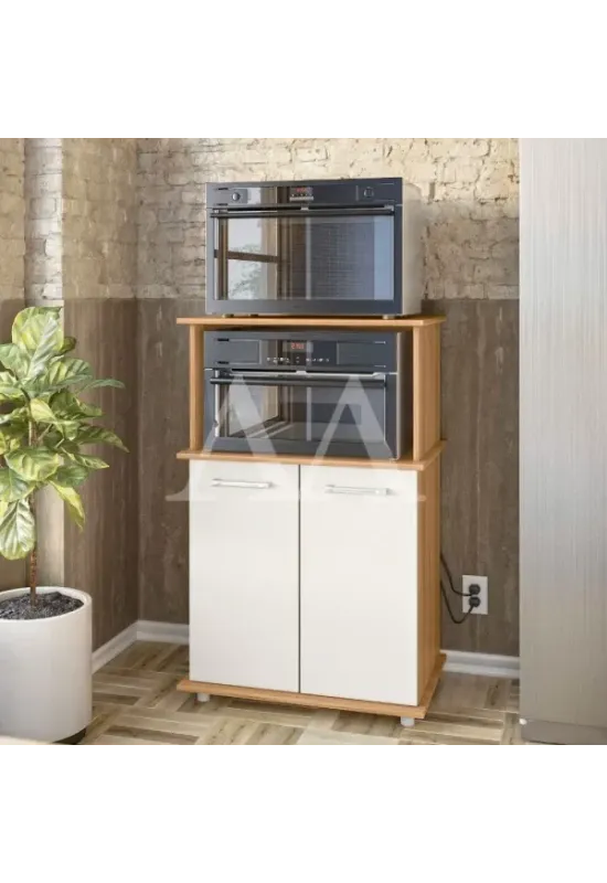 BALCAO NICIOLI 2P ISIS P/ MICRO FREIJO/OFF WHITE CRISTAL